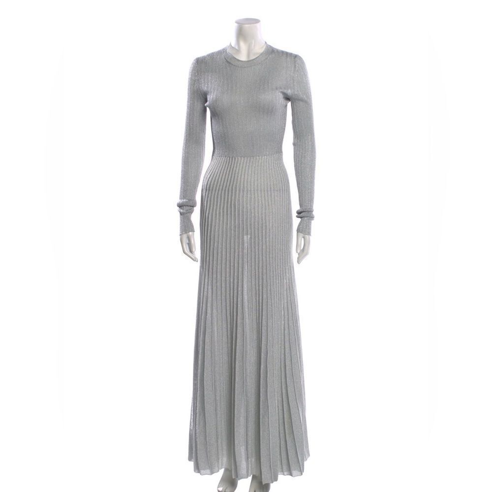 KHAITE Shimmering Silver Long Sleeve Dress